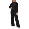 imagePRETTYGARDEN Womens 2 Piece Outfits 2026 Fall Long Sleeve Sweatshirt Wide Leg Pants Lounge Sets Winter Sweatsuits TracksuitBlack
