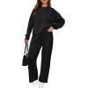 imagePRETTYGARDEN Womens 2 Piece Outfits 2026 Fall Long Sleeve Sweatshirt Wide Leg Pants Lounge Sets Winter Sweatsuits TracksuitBlack