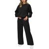 imagePRETTYGARDEN Womens 2 Piece Outfits 2026 Fall Long Sleeve Sweatshirt Wide Leg Pants Lounge Sets Winter Sweatsuits TracksuitBlack