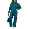 imagePRETTYGARDEN Womens 2 Piece Outfits 2026 Fall Long Sleeve Sweatshirt Wide Leg Pants Lounge Sets Winter Sweatsuits TracksuitBlue Green
