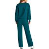 imagePRETTYGARDEN Womens 2 Piece Outfits 2026 Fall Long Sleeve Sweatshirt Wide Leg Pants Lounge Sets Winter Sweatsuits TracksuitBlue Green