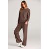 imagePRETTYGARDEN Womens 2 Piece Outfits 2026 Fall Long Sleeve Sweatshirt Wide Leg Pants Lounge Sets Winter Sweatsuits TracksuitBrown