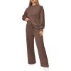 imagePRETTYGARDEN Womens 2 Piece Outfits 2026 Fall Long Sleeve Sweatshirt Wide Leg Pants Lounge Sets Winter Sweatsuits TracksuitBrown