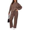 imagePRETTYGARDEN Womens 2 Piece Outfits 2026 Fall Long Sleeve Sweatshirt Wide Leg Pants Lounge Sets Winter Sweatsuits TracksuitBrown