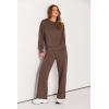 imagePRETTYGARDEN Womens 2 Piece Outfits 2026 Fall Long Sleeve Sweatshirt Wide Leg Pants Lounge Sets Winter Sweatsuits TracksuitBrown