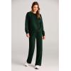 imagePRETTYGARDEN Womens 2 Piece Outfits 2026 Fall Long Sleeve Sweatshirt Wide Leg Pants Lounge Sets Winter Sweatsuits TracksuitDark Green