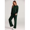 imagePRETTYGARDEN Womens 2 Piece Outfits 2026 Fall Long Sleeve Sweatshirt Wide Leg Pants Lounge Sets Winter Sweatsuits TracksuitDark Green