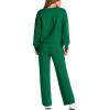 imagePRETTYGARDEN Womens 2 Piece Outfits 2026 Fall Long Sleeve Sweatshirt Wide Leg Pants Lounge Sets Winter Sweatsuits TracksuitGreen