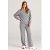 imagePRETTYGARDEN Womens 2 Piece Outfits 2026 Fall Long Sleeve Sweatshirt Wide Leg Pants Lounge Sets Winter Sweatsuits TracksuitGrey