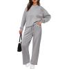 imagePRETTYGARDEN Womens 2 Piece Outfits 2026 Fall Long Sleeve Sweatshirt Wide Leg Pants Lounge Sets Winter Sweatsuits TracksuitGrey