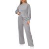 imagePRETTYGARDEN Womens 2 Piece Outfits 2026 Fall Long Sleeve Sweatshirt Wide Leg Pants Lounge Sets Winter Sweatsuits TracksuitGrey