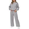 imagePRETTYGARDEN Womens 2 Piece Outfits 2026 Fall Long Sleeve Sweatshirt Wide Leg Pants Lounge Sets Winter Sweatsuits TracksuitGrey