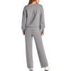 imagePRETTYGARDEN Womens 2 Piece Outfits 2026 Fall Long Sleeve Sweatshirt Wide Leg Pants Lounge Sets Winter Sweatsuits TracksuitGrey
