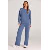 imagePRETTYGARDEN Womens 2 Piece Outfits 2026 Fall Long Sleeve Sweatshirt Wide Leg Pants Lounge Sets Winter Sweatsuits TracksuitGrey Blue