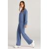 imagePRETTYGARDEN Womens 2 Piece Outfits 2026 Fall Long Sleeve Sweatshirt Wide Leg Pants Lounge Sets Winter Sweatsuits TracksuitGrey Blue