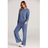 imagePRETTYGARDEN Womens 2 Piece Outfits 2026 Fall Long Sleeve Sweatshirt Wide Leg Pants Lounge Sets Winter Sweatsuits TracksuitGrey Blue