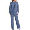 imagePRETTYGARDEN Womens 2 Piece Outfits 2026 Fall Long Sleeve Sweatshirt Wide Leg Pants Lounge Sets Winter Sweatsuits TracksuitGrey Blue