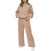 imagePRETTYGARDEN Womens 2 Piece Outfits 2026 Fall Long Sleeve Sweatshirt Wide Leg Pants Lounge Sets Winter Sweatsuits TracksuitKhaki