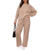 imagePRETTYGARDEN Womens 2 Piece Outfits 2026 Fall Long Sleeve Sweatshirt Wide Leg Pants Lounge Sets Winter Sweatsuits TracksuitKhaki
