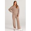 imagePRETTYGARDEN Womens 2 Piece Outfits 2026 Fall Long Sleeve Sweatshirt Wide Leg Pants Lounge Sets Winter Sweatsuits TracksuitKhaki