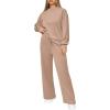 imagePRETTYGARDEN Womens 2 Piece Outfits 2026 Fall Long Sleeve Sweatshirt Wide Leg Pants Lounge Sets Winter Sweatsuits TracksuitKhaki