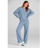 imagePRETTYGARDEN Womens 2 Piece Outfits 2026 Fall Long Sleeve Sweatshirt Wide Leg Pants Lounge Sets Winter Sweatsuits TracksuitLight Blue