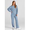 imagePRETTYGARDEN Womens 2 Piece Outfits 2026 Fall Long Sleeve Sweatshirt Wide Leg Pants Lounge Sets Winter Sweatsuits TracksuitLight Blue