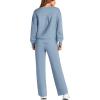 imagePRETTYGARDEN Womens 2 Piece Outfits 2026 Fall Long Sleeve Sweatshirt Wide Leg Pants Lounge Sets Winter Sweatsuits TracksuitLight Blue
