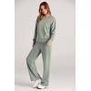 imagePRETTYGARDEN Womens 2 Piece Outfits 2026 Fall Long Sleeve Sweatshirt Wide Leg Pants Lounge Sets Winter Sweatsuits TracksuitLight Green