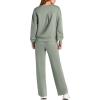imagePRETTYGARDEN Womens 2 Piece Outfits 2026 Fall Long Sleeve Sweatshirt Wide Leg Pants Lounge Sets Winter Sweatsuits TracksuitLight Green