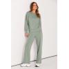 imagePRETTYGARDEN Womens 2 Piece Outfits 2026 Fall Long Sleeve Sweatshirt Wide Leg Pants Lounge Sets Winter Sweatsuits TracksuitLight Green