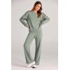 imagePRETTYGARDEN Womens 2 Piece Outfits 2026 Fall Long Sleeve Sweatshirt Wide Leg Pants Lounge Sets Winter Sweatsuits TracksuitLight Green