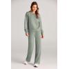 imagePRETTYGARDEN Womens 2 Piece Outfits 2026 Fall Long Sleeve Sweatshirt Wide Leg Pants Lounge Sets Winter Sweatsuits TracksuitLight Green