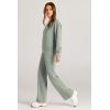 imagePRETTYGARDEN Womens 2 Piece Outfits 2026 Fall Long Sleeve Sweatshirt Wide Leg Pants Lounge Sets Winter Sweatsuits TracksuitLight Green
