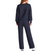 imagePRETTYGARDEN Womens 2 Piece Outfits 2026 Fall Long Sleeve Sweatshirt Wide Leg Pants Lounge Sets Winter Sweatsuits TracksuitNavy