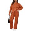 imagePRETTYGARDEN Womens 2 Piece Outfits 2026 Fall Long Sleeve Sweatshirt Wide Leg Pants Lounge Sets Winter Sweatsuits TracksuitOrange