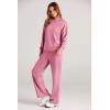 imagePRETTYGARDEN Womens 2 Piece Outfits 2026 Fall Long Sleeve Sweatshirt Wide Leg Pants Lounge Sets Winter Sweatsuits TracksuitPink