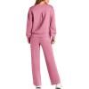 imagePRETTYGARDEN Womens 2 Piece Outfits 2026 Fall Long Sleeve Sweatshirt Wide Leg Pants Lounge Sets Winter Sweatsuits TracksuitPink