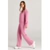 imagePRETTYGARDEN Womens 2 Piece Outfits 2026 Fall Long Sleeve Sweatshirt Wide Leg Pants Lounge Sets Winter Sweatsuits TracksuitPink