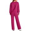imagePRETTYGARDEN Womens 2 Piece Outfits 2026 Fall Long Sleeve Sweatshirt Wide Leg Pants Lounge Sets Winter Sweatsuits TracksuitRose Red