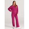 imagePRETTYGARDEN Womens 2 Piece Outfits 2026 Fall Long Sleeve Sweatshirt Wide Leg Pants Lounge Sets Winter Sweatsuits TracksuitRose Red