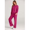 imagePRETTYGARDEN Womens 2 Piece Outfits 2026 Fall Long Sleeve Sweatshirt Wide Leg Pants Lounge Sets Winter Sweatsuits TracksuitRose Red
