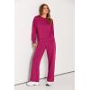 imagePRETTYGARDEN Womens 2 Piece Outfits 2026 Fall Long Sleeve Sweatshirt Wide Leg Pants Lounge Sets Winter Sweatsuits TracksuitRose Red