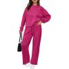 imagePRETTYGARDEN Womens 2 Piece Outfits 2026 Fall Long Sleeve Sweatshirt Wide Leg Pants Lounge Sets Winter Sweatsuits TracksuitRose Red