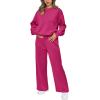 imagePRETTYGARDEN Womens 2 Piece Outfits 2026 Fall Long Sleeve Sweatshirt Wide Leg Pants Lounge Sets Winter Sweatsuits TracksuitRose Red