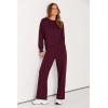 imagePRETTYGARDEN Womens 2 Piece Outfits 2026 Fall Long Sleeve Sweatshirt Wide Leg Pants Lounge Sets Winter Sweatsuits TracksuitWine Red