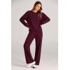 imagePRETTYGARDEN Womens 2 Piece Outfits 2026 Fall Long Sleeve Sweatshirt Wide Leg Pants Lounge Sets Winter Sweatsuits TracksuitWine Red