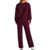 imagePRETTYGARDEN Womens 2 Piece Outfits 2026 Fall Long Sleeve Sweatshirt Wide Leg Pants Lounge Sets Winter Sweatsuits TracksuitWine Red