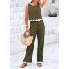 imagePRETTYGARDEN Womens 2 Piece Outfits Smmer Casual Sleeveless Tank Crop Top Pants Sets Tracksuit