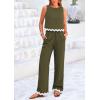 imagePRETTYGARDEN Womens 2 Piece Outfits Smmer Casual Sleeveless Tank Crop Top Pants Sets Tracksuit